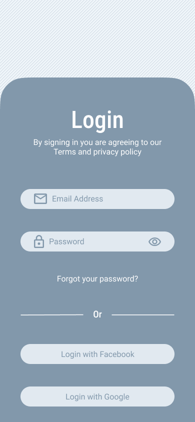 a wireframe of the log-in screen